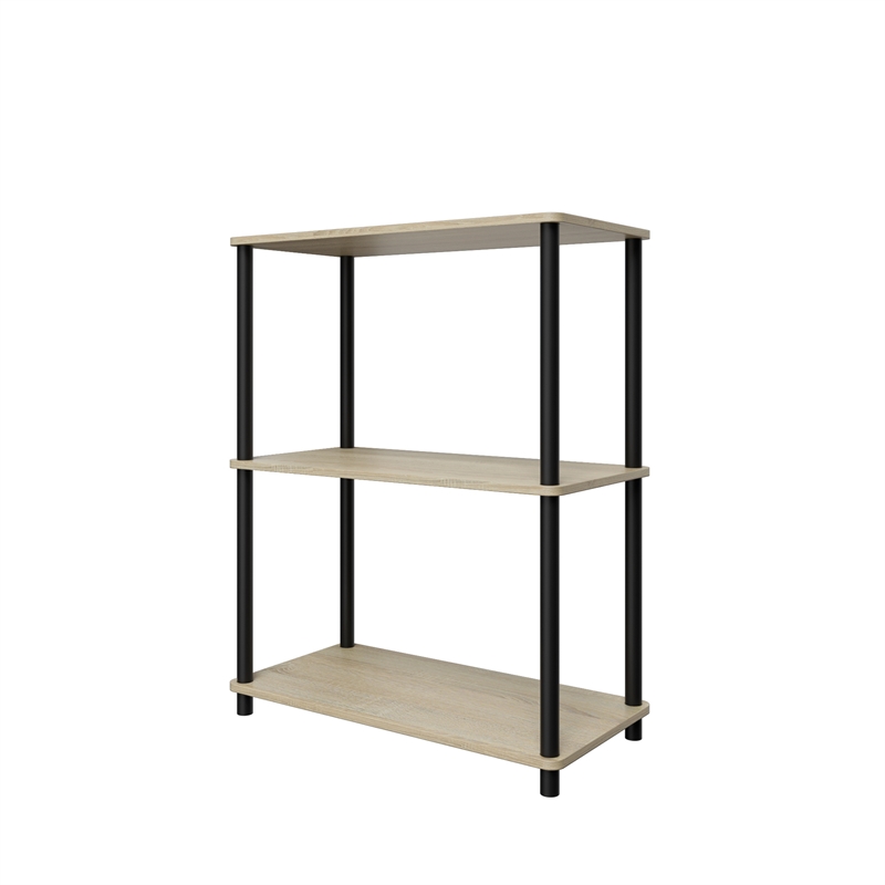 3 Tiers Wood Household Shelving Unit in Natural Oak Gray (23.54 in. W x 29.72 in. H x 11.73 in. D)