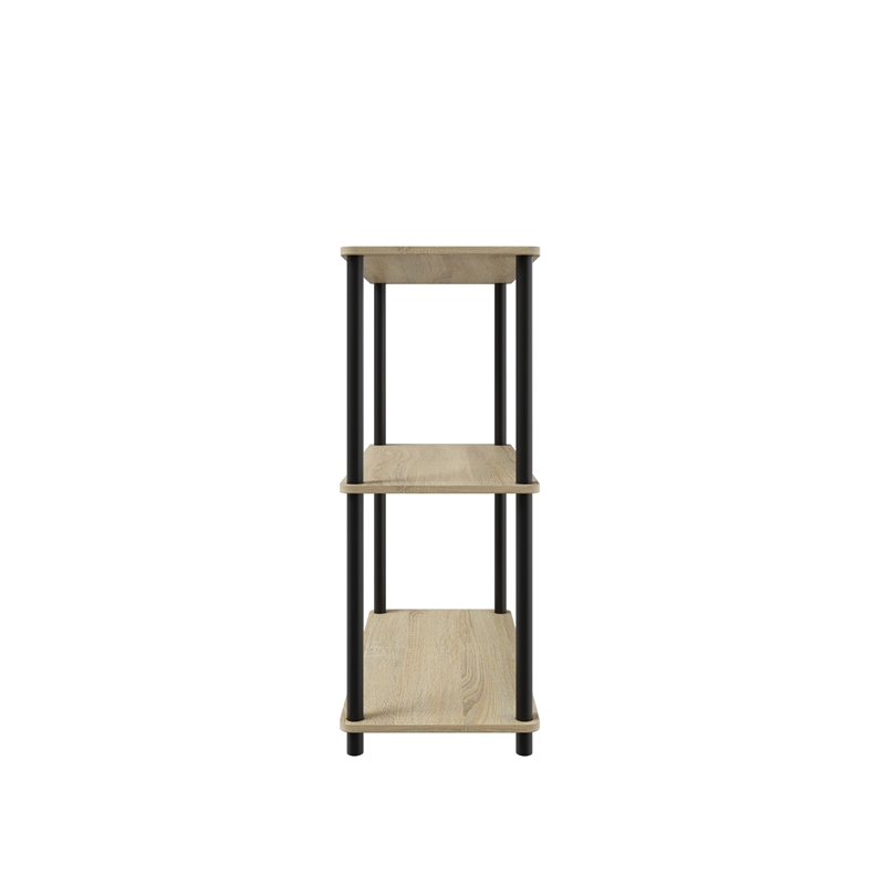 3 Tiers Wood Household Shelving Unit in Natural Oak Gray (23.54 in. W x 29.72 in. H x 11.73 in. D)