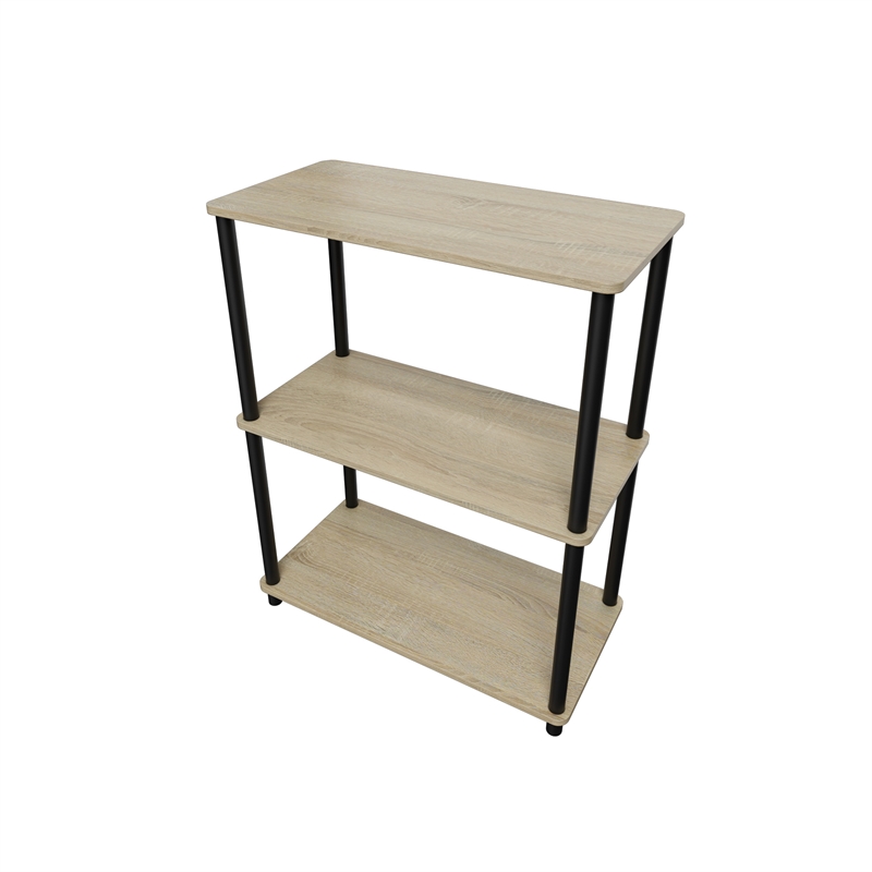 3 Tiers Wood Household Shelving Unit in Natural Oak Gray (23.54 in. W x 29.72 in. H x 11.73 in. D)
