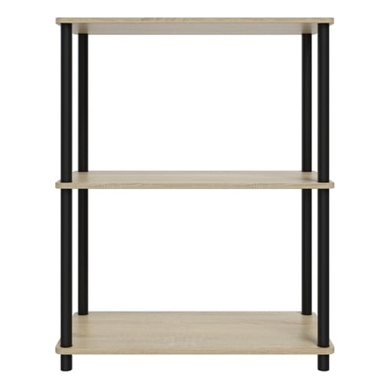 3 Tiers Wood Household Shelving Unit in Natural Oak Gray (23.54 in. W x 29.72 in. H x 11.73 in. D)