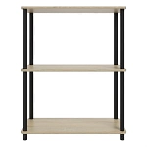 3 Tiers Wood Household Shelving Unit in Natural Oak Gray (23.54 in. W x 29.72 in. H x 11.73 in. D)