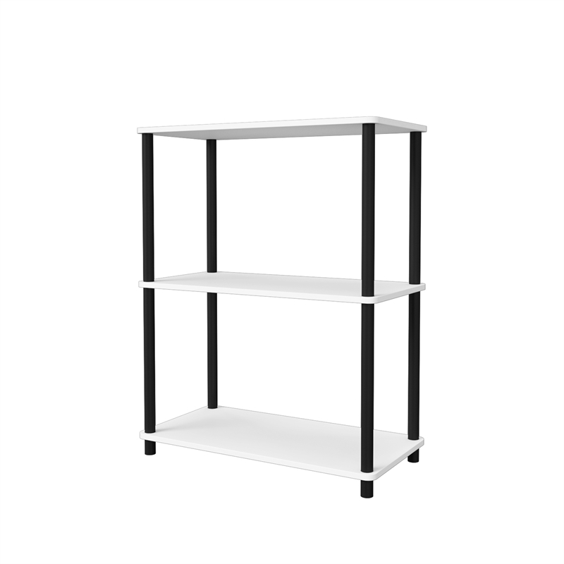 3 Tiers Wood Household Shelving Unit in White (23.54 in. W x 29.72 in. H x 11.73 in. D)