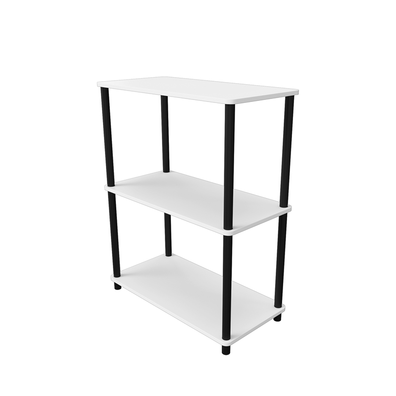 3 Tiers Wood Household Shelving Unit in White (23.54 in. W x 29.72 in. H x 11.73 in. D)