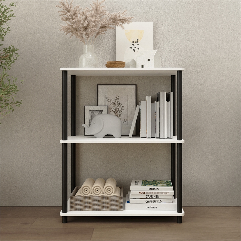 3 Tiers Wood Household Shelving Unit in White (23.54 in. W x 29.72 in. H x 11.73 in. D)