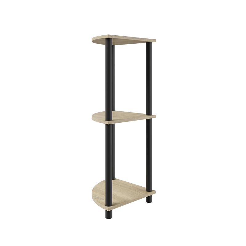 3 Tiers Wood Household Shelving Unit in Natural Oak Gray (15.67 in. W x 29.72 in. H x 15.67 in. D)
