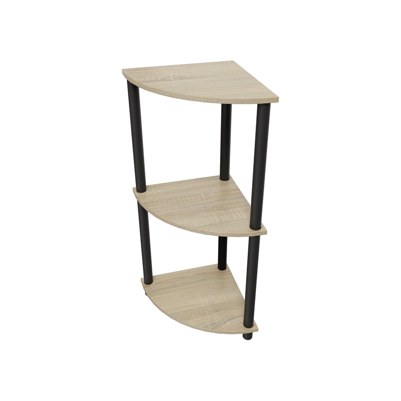 3 Tiers Wood Household Shelving Unit in Natural Oak Gray (15.67 in. W x 29.72 in. H x 15.67 in. D)