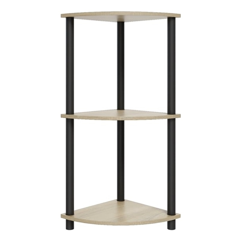 3 Tiers Wood Household Shelving Unit in Natural Oak Gray (15.67 in. W x 29.72 in. H x 15.67 in. D)