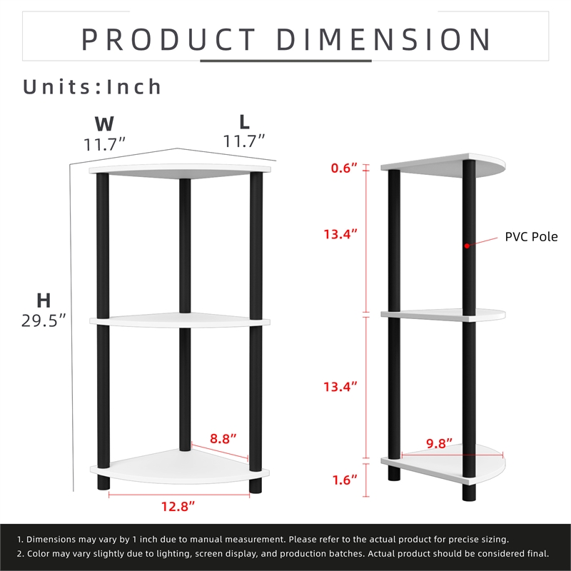 3 Tiers Wood Household Shelving Unit in White (15.67 in. W x 29.72 in. H x 15.67 in. D)