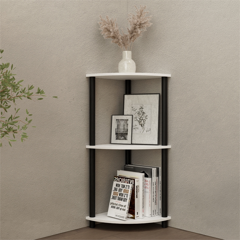 3 Tiers Wood Household Shelving Unit in White (15.67 in. W x 29.72 in. H x 15.67 in. D)