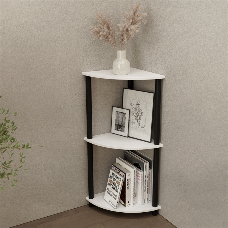 3 Tiers Wood Household Shelving Unit in White (15.67 in. W x 29.72 in. H x 15.67 in. D)