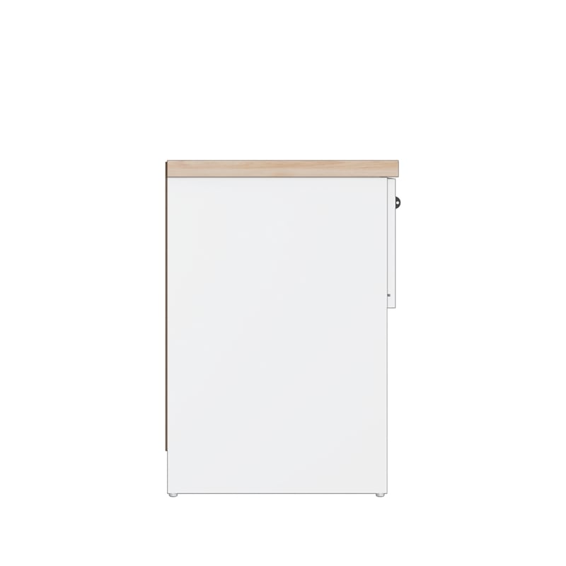 15.74 in. White and Natural Oak Rectangle Wood End Table with 1 Drawer