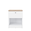 15.74 in. White and Natural Oak Rectangle Wood End Table with 1 Drawer