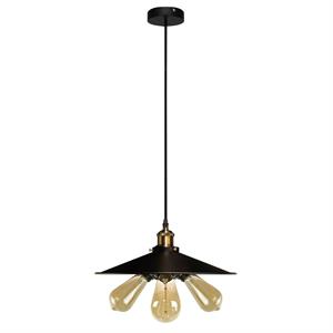 clement 3-light black single cone pendant with metal shade