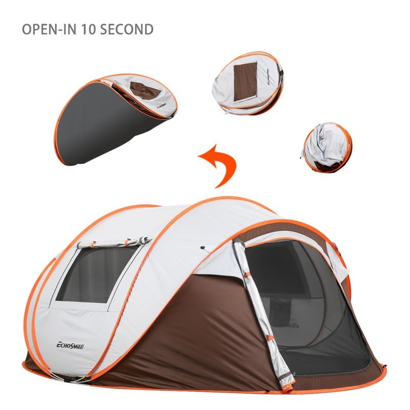 Terrui EchoSmile 6.5 ft. x 3.9 ft. White and Brown 4-6 Person Tent