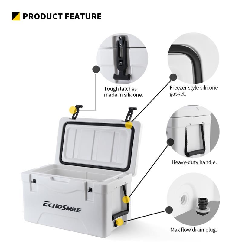 EchoSmile 30 qt. White Rotomolded Cooler