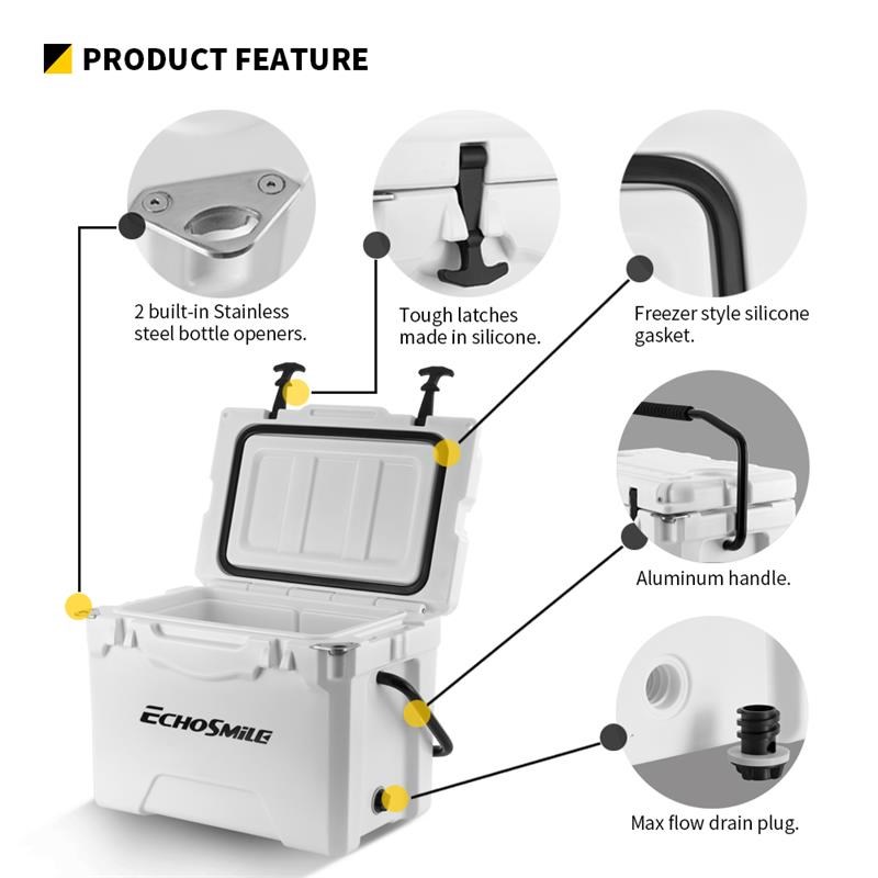 EchoSmile 25 qt. White Rotomolded Cooler