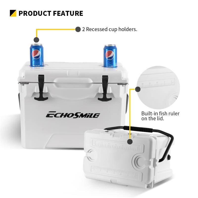 EchoSmile 25 qt. White Rotomolded Cooler
