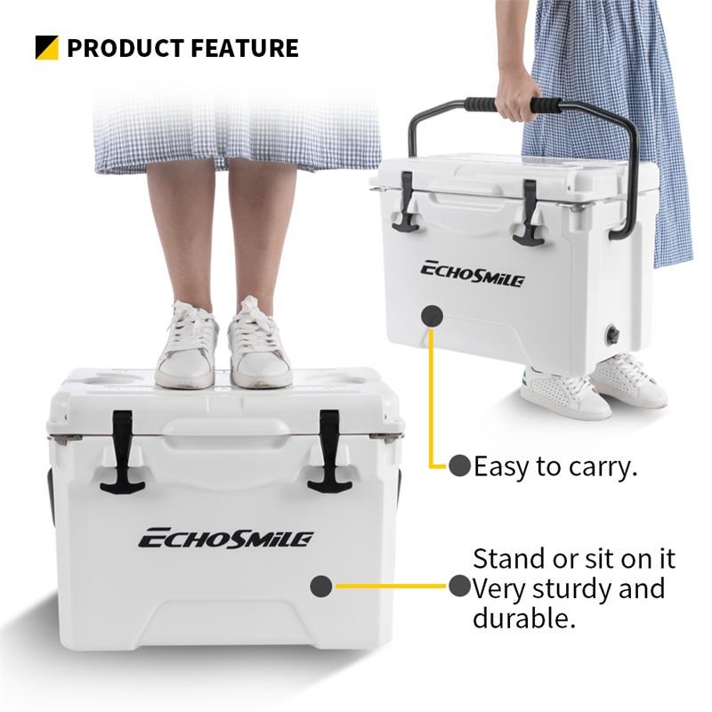 EchoSmile 25 qt. White Rotomolded Cooler