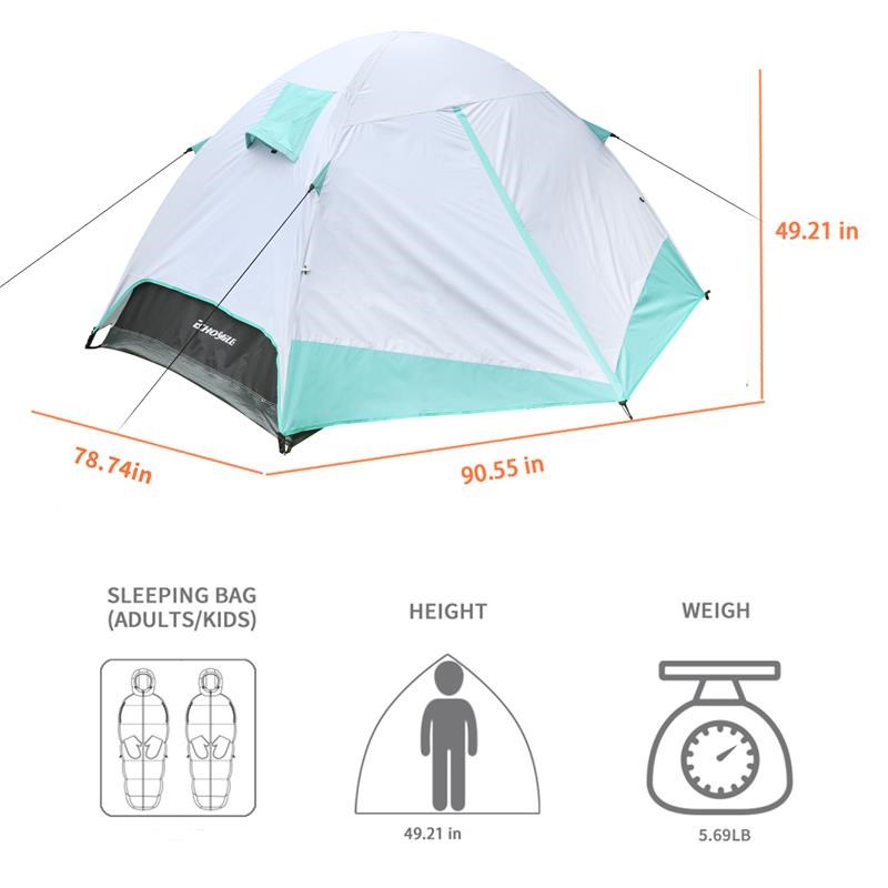Echosmile 2 Person Tent in White And Green