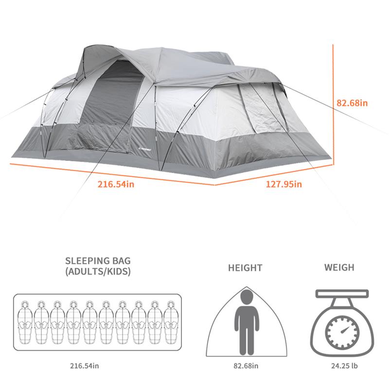 Echosmile Tent For 10 People in White And Grey