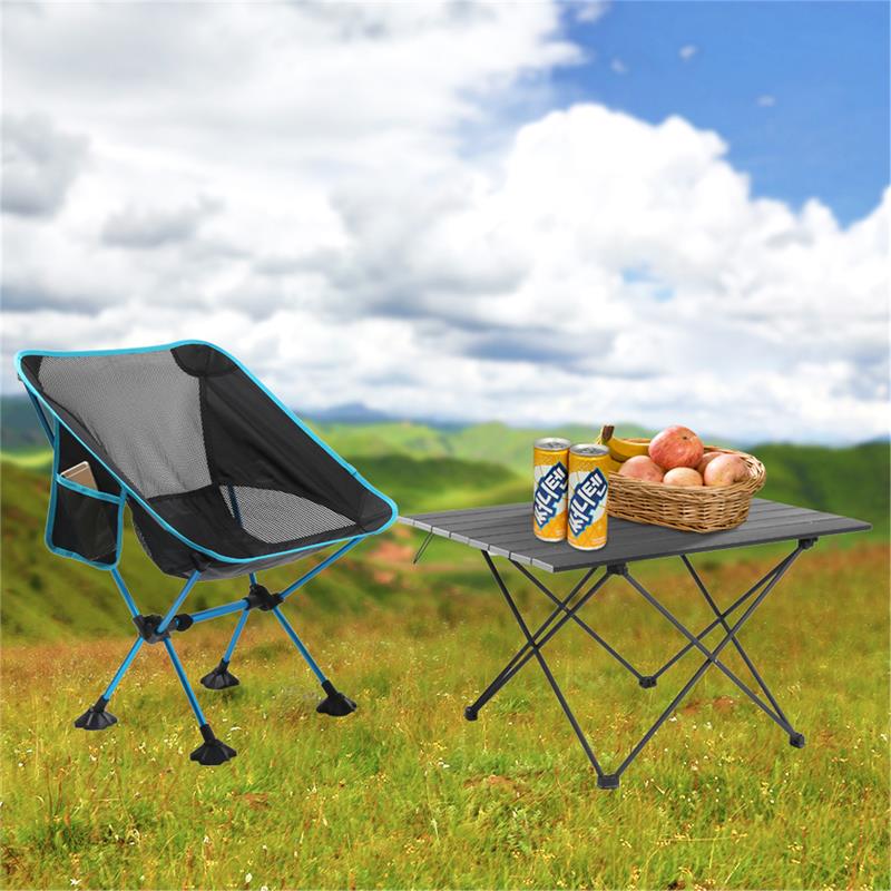 Echosmile Aluminum Large Collapsible Table in Black