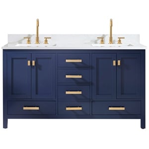 Design Element Group 60&quot Solid Wood Double Vanity in Blue