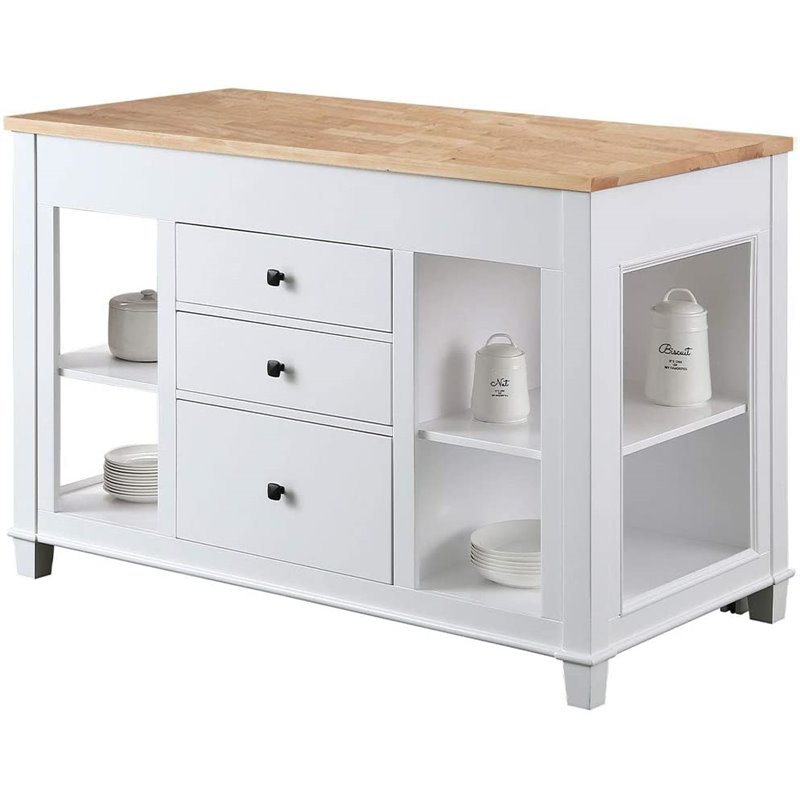 Design Element Group Medley 54" Kitchen Island with Slide Out Table in White Cymax Business
