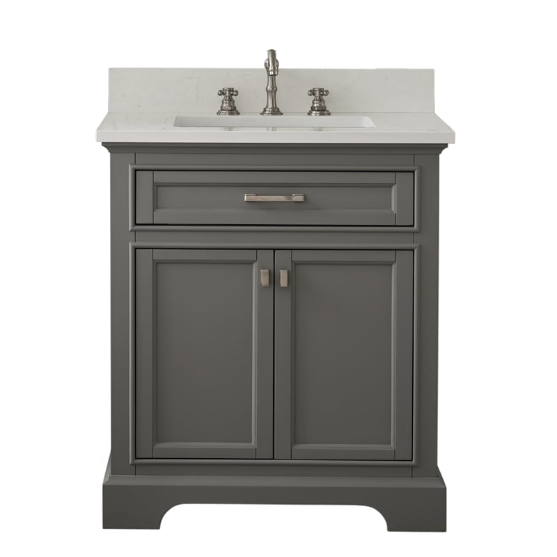 Milano 30 in. W x 22 in. D x 34 in. H Bath Vanity in Gray with White Quartz Top