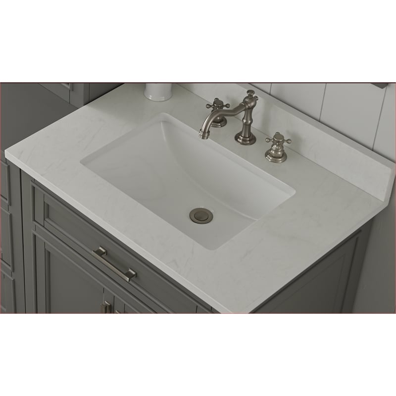 Milano 30 in. W x 22 in. D x 34 in. H Bath Vanity in Gray with White Quartz Top