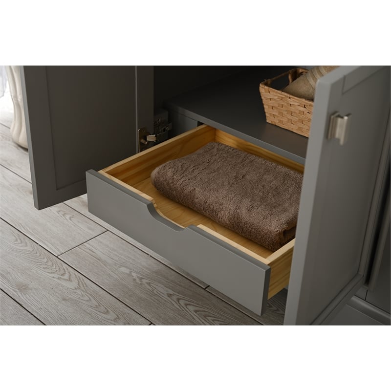Milano 30 in. W x 22 in. D x 34 in. H Bath Vanity in Gray with White Quartz Top