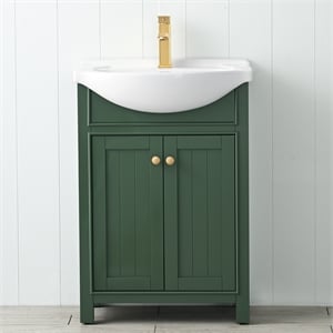 Design Element Marian 24&quot Single Sink Bath Vanity in Green with Porcelain Top