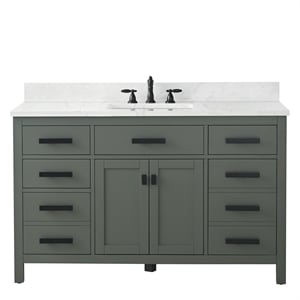 Design Element 54&quot Single Sink Bath Vanity in Verdant Green with Quartz Top