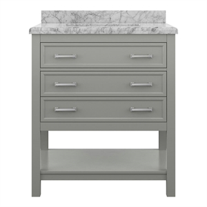 Design Element Affinity 31&quot Bath Vanity in Gray with Carrara White Marble Top