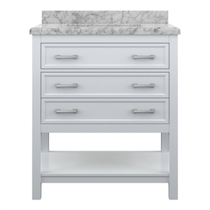 Design Element Affinity 31&quot Bath Vanity in White with Carrara White Marble Top