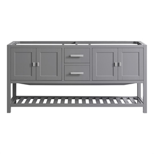 Design Element Monaco 72&quot Grey Bathroom Vanity Base Cabinet without Top