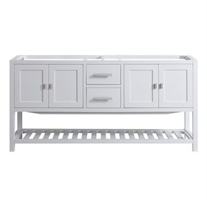 Design Element Monaco 72&quot White Bathroom Vanity Base Cabinet without Top