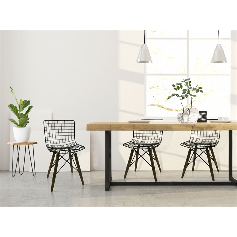 Creative Images International Metal Side Dining Chair in Black (Set of 2)