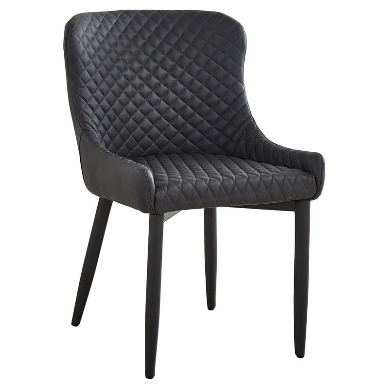 Creative Images International Tufted Side Dining Chair in Dark Gray (Set of 2)