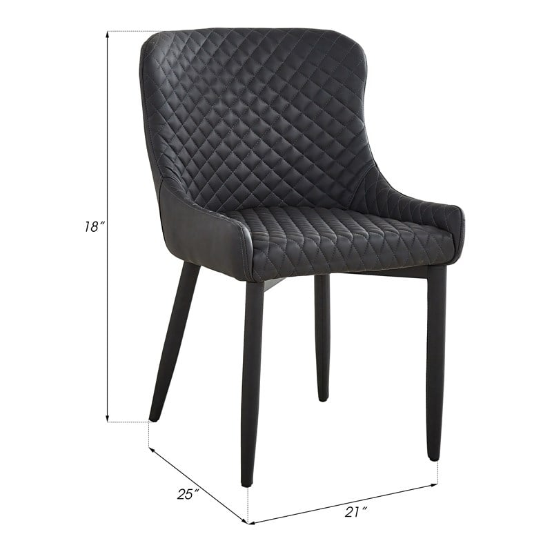 Creative Images International Tufted Side Dining Chair in Dark Gray (Set of 2)