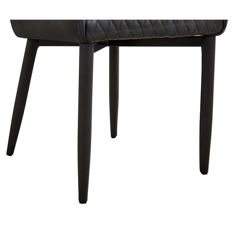 Creative Images International Tufted Side Dining Chair in Dark Gray (Set of 2)