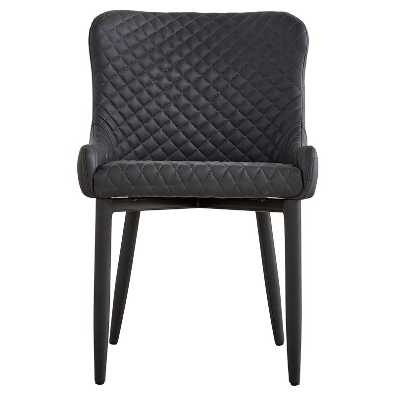 Creative Images International Tufted Side Dining Chair in Dark Gray (Set of 2)