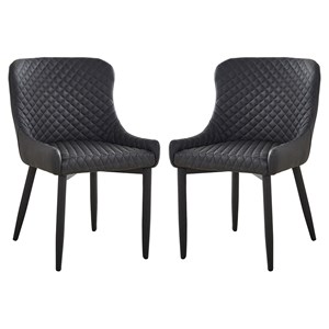 Creative Images International Tufted Side Dining Chair in Dark Gray (Set of 2)