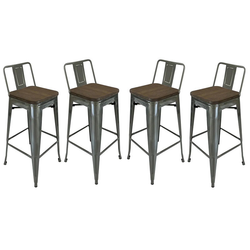 Creative Images International Metal Barstool in Gunmetal Gray (Set of 4)