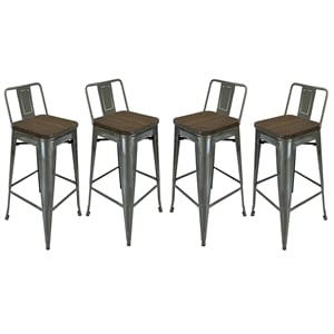Creative Images International Metal Barstool in Gunmetal Gray (Set of 4)