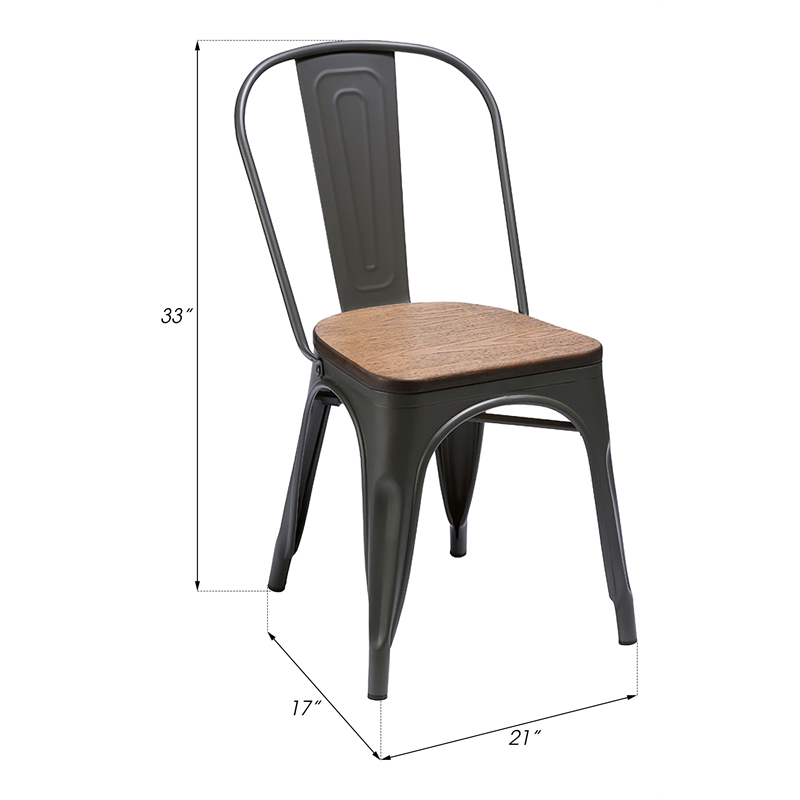 Creative Images International Metal Dining Chair in Gray (Set of 4)