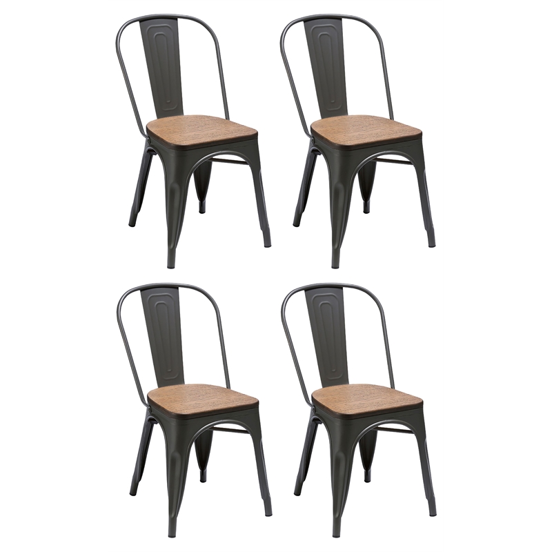 Creative Images International Metal Dining Chair in Gray (Set of 4)