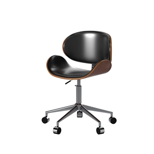 creative images international modern faux leather task chair in walnut