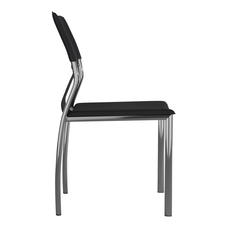 Creative Images International Faux Leather Dining Chair in Gray (Set of 4)