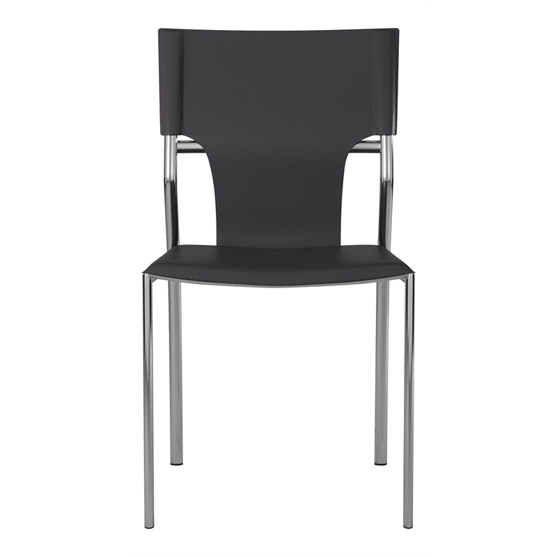 Creative Images International Faux Leather Dining Chair in Gray (Set of 4)