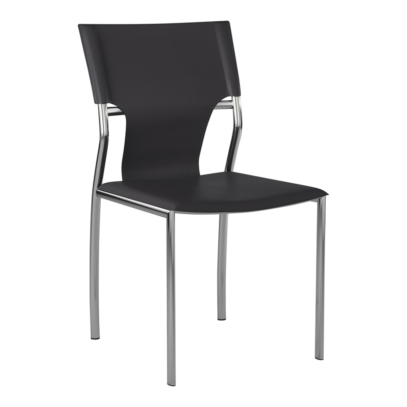Creative Images International Faux Leather Dining Chair in Gray (Set of 4)